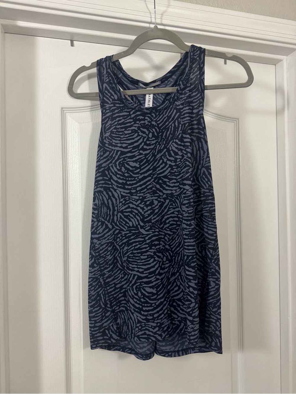 Athleta Navy and Light Blue Patterned Racerback Tank
